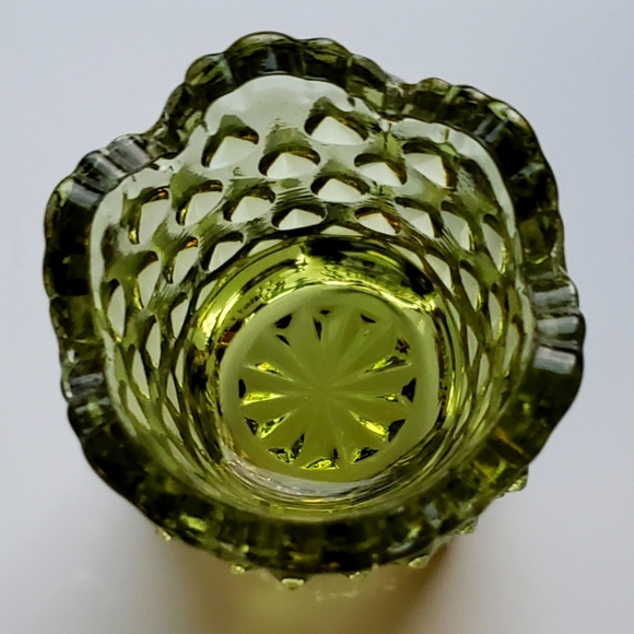 Vntg Fenton Green Hobnail Toothpick Holder / Decor Accent - Picture 2 of 10